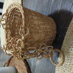 Boho Wicker Hanging Planter Rattan